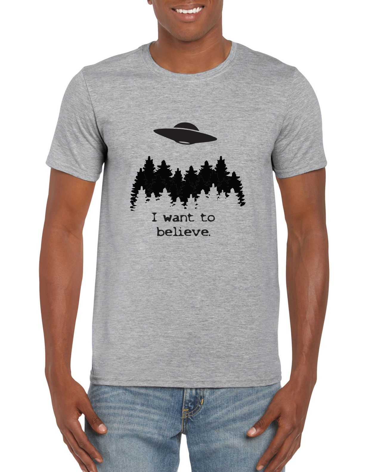 I Want To Believe in UFO/'s T-Shirt-Funny Humorous Novelty Shirt Tee Shirt