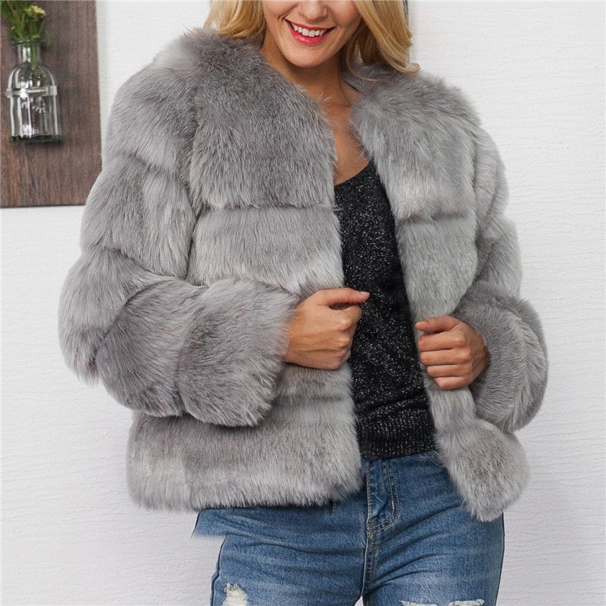 LANSHIFEI 2018 New Design Faux Fur Coat 