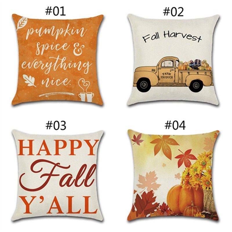 Fall Harvest Thanksgiving Decorative Pillow Covers Pumkin Car