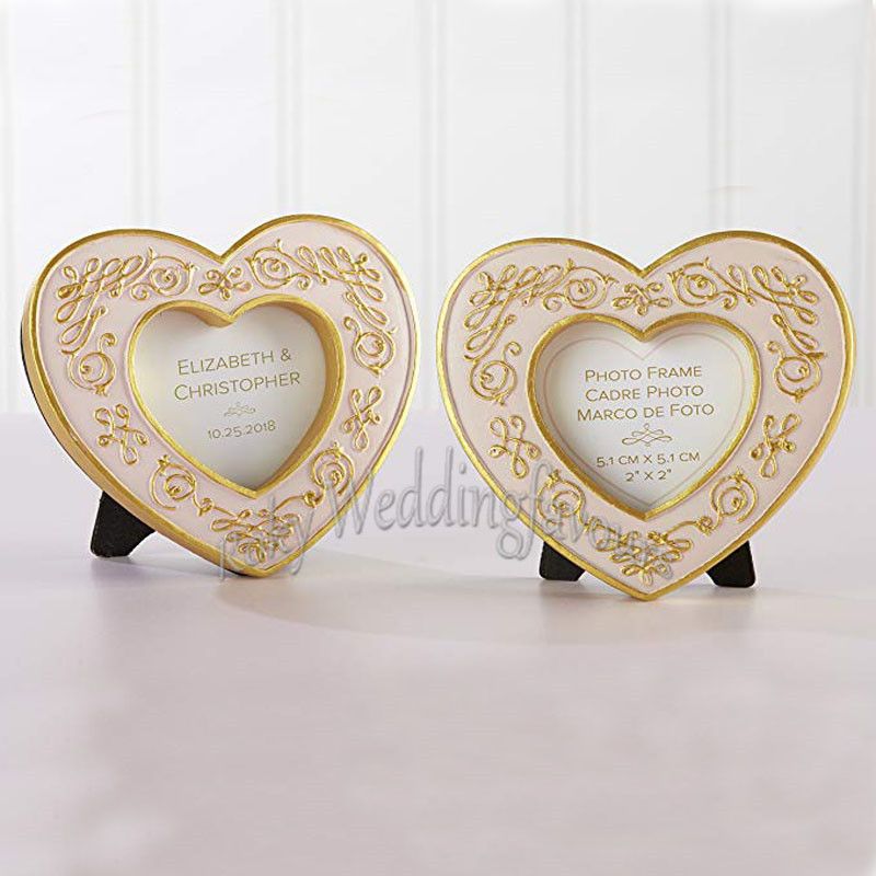 gold heart place card holders