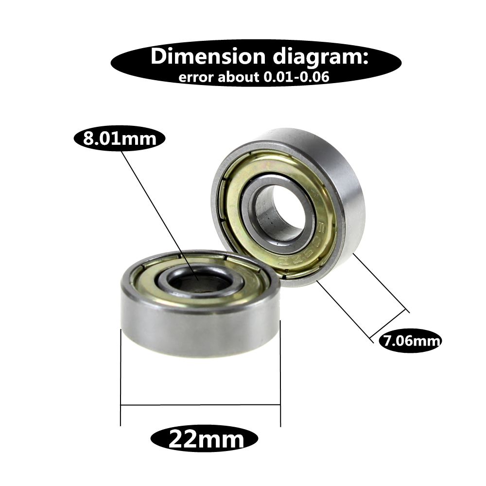 Lot of 100 608 ZZ Ball Bearings Dual Shielded Deep Groove Skateboard Bearings