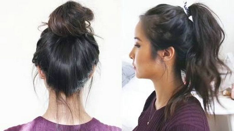 2018 New Messy Bun Natural Puff Wavy Ponytail Hairstyle Clip In