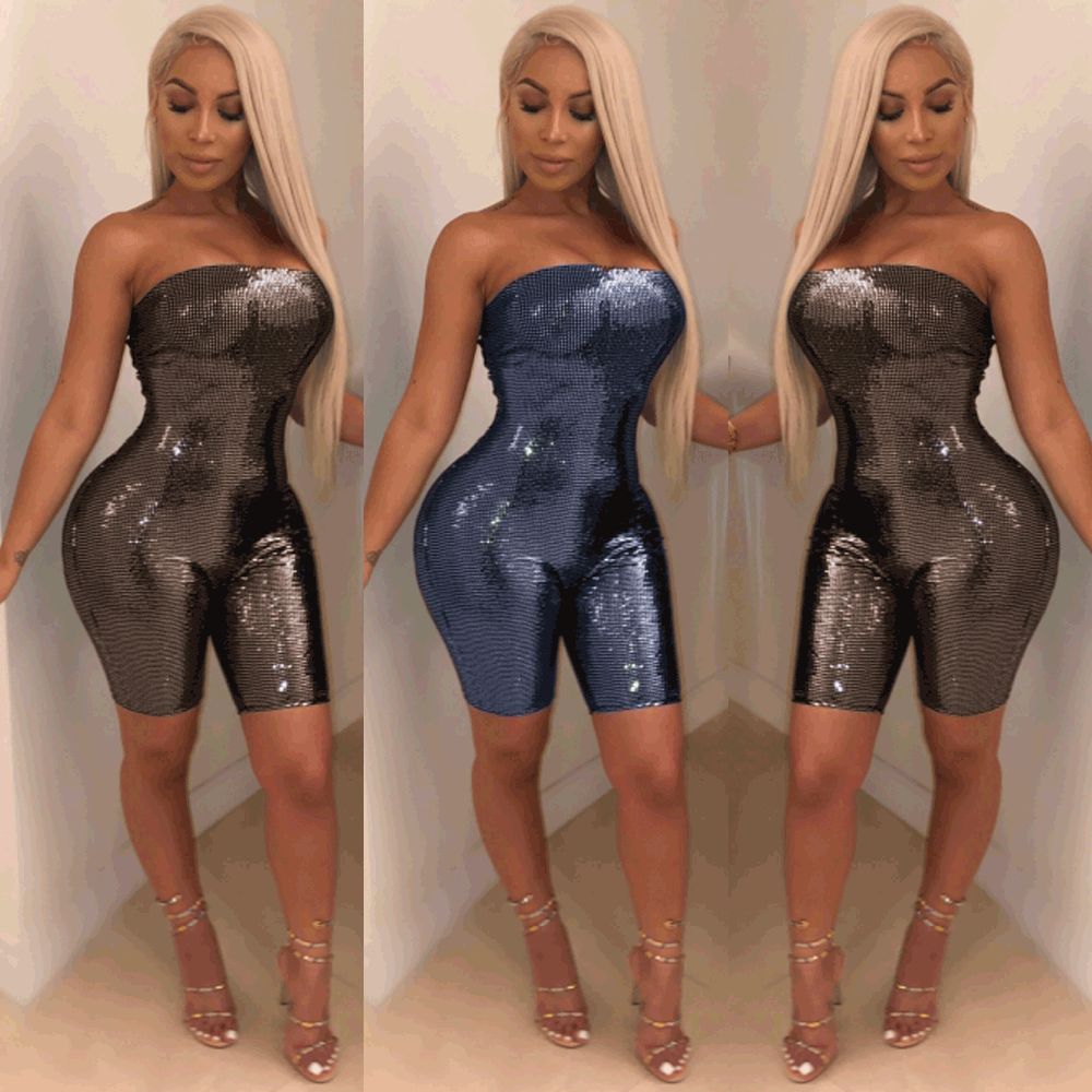 slim fitted solid tube romper