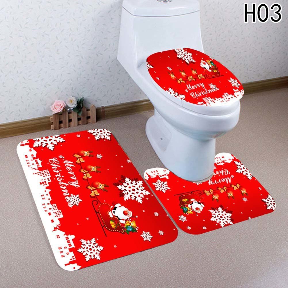 2018 Merry Christmas Printed Bathroom Wc Toilet Seat Cover Three Piece Toilet Seat Cushion Carpet Feliz Navidad Rug From Jiayouya $10 38