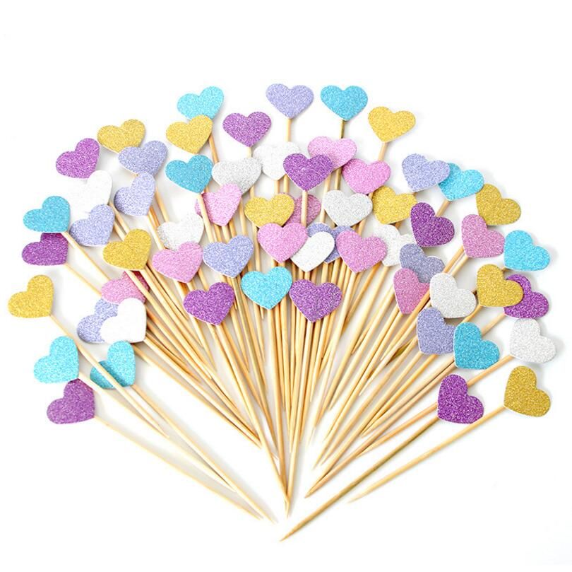 New Arrival Handmade Lovely Heart Cupcake Toppers For Party Supplies Birthday Wedding Decoration LX3342 Birthday Party Things Birthday Party Wall