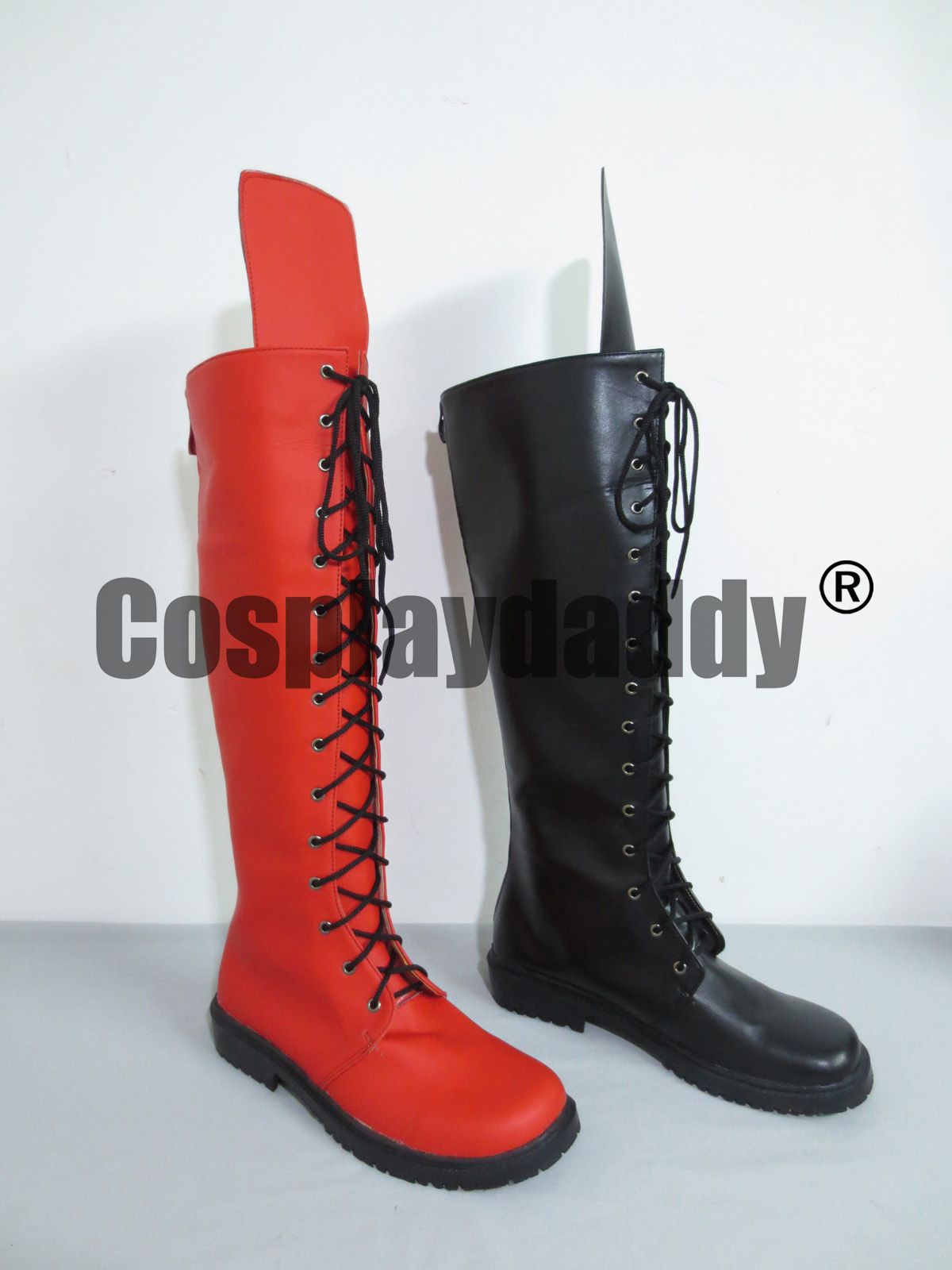 black shin high boots