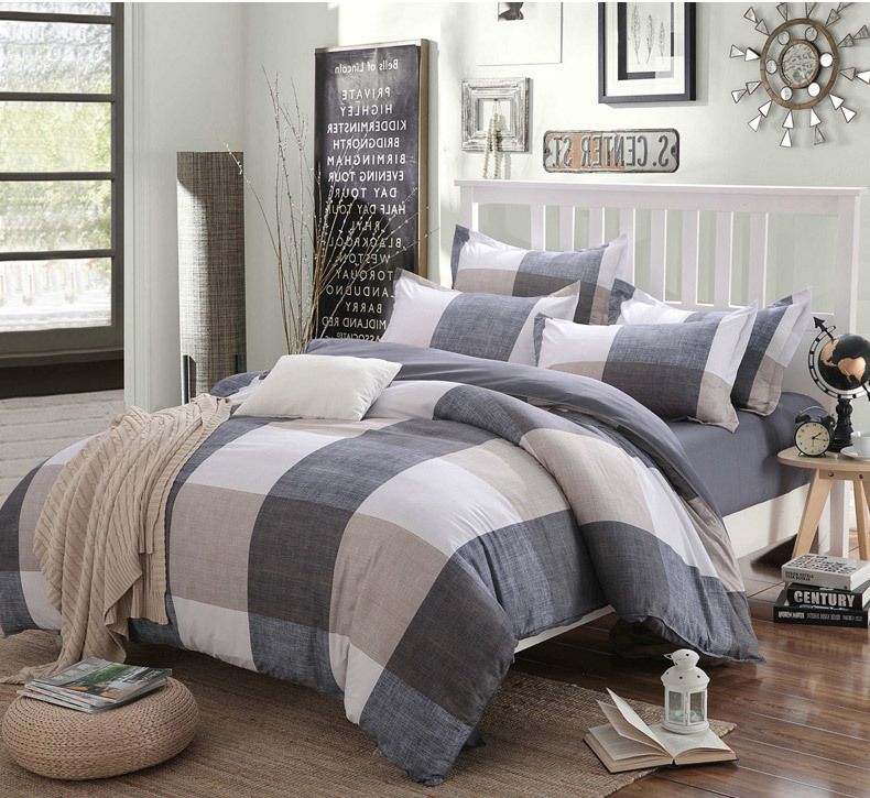 100 Cotton Striped Lattice Bedding Set Full Queen Super King Size