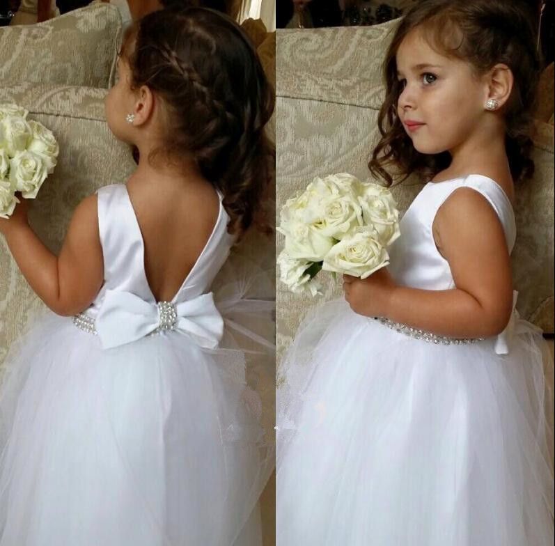 satin flower girl dress with tulle skirt