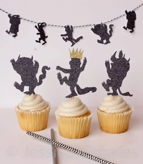 2019 Glitter Where The Wild Things Are Birthday Cupcake Toppers