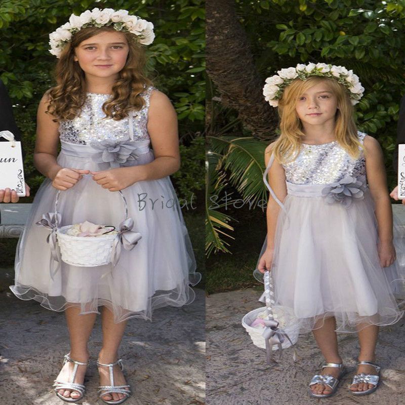 silver flower girl dresses uk