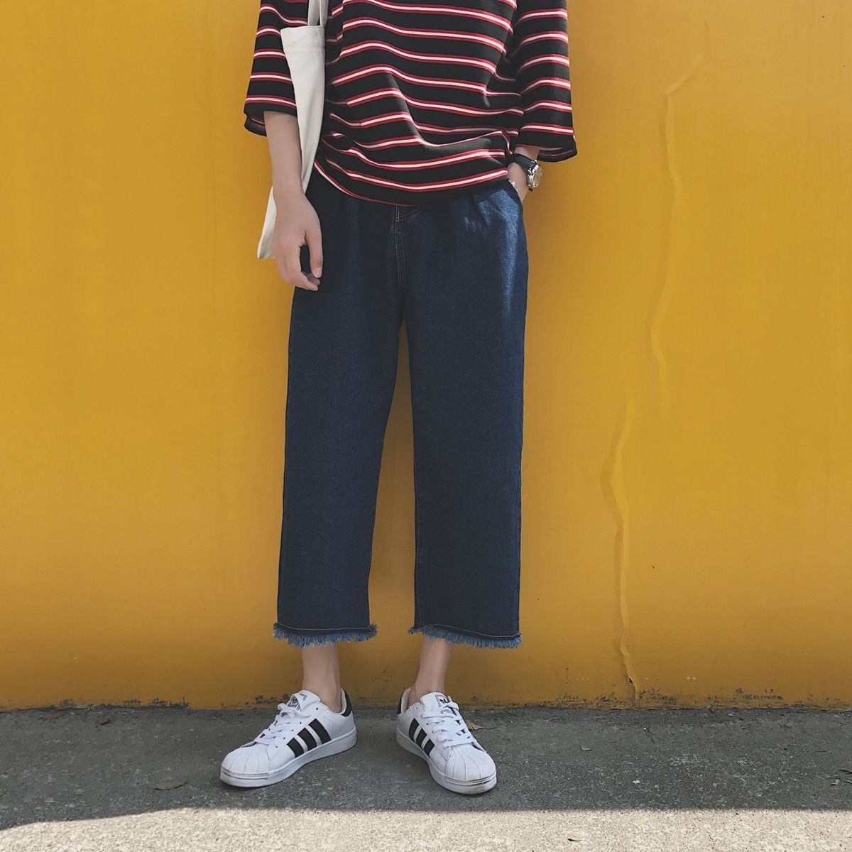 2019 2018 Spring Newest Mens Fashion Tide Classic Korean Style Wide Leg Denim Pants Baggy Casual Blue Color Jeans Trousers M 2XL From Harrvey, $30.86