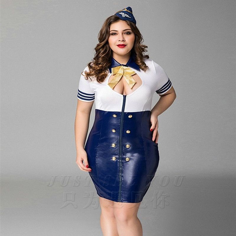 Alta Calidad Azul Travieso Azul Marino Aerolínea Azafata Uniforme Traje  Sexy Girl Mujeres Fantasia Plus Gran Tamaño Baby Doll Lencería PU Vestidos  De Látex Por Themysterytwo, 24,89 € | Es.Dhgate.Com