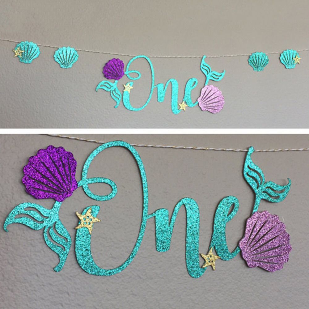 Lettre Anniversaire Carte De Papier Enfants Joyeux Anniversaire Banniere Drapeau Shell Guirlande De Fete De Sirene