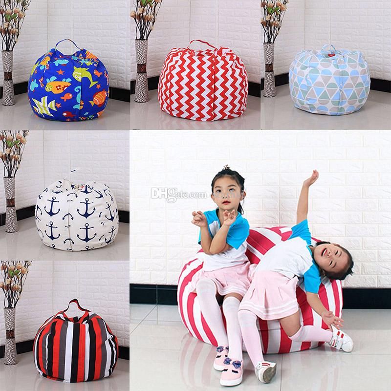 2019 45cm Kids Storage Bean Bags Plush Toys Beanbag Chair Bedroom