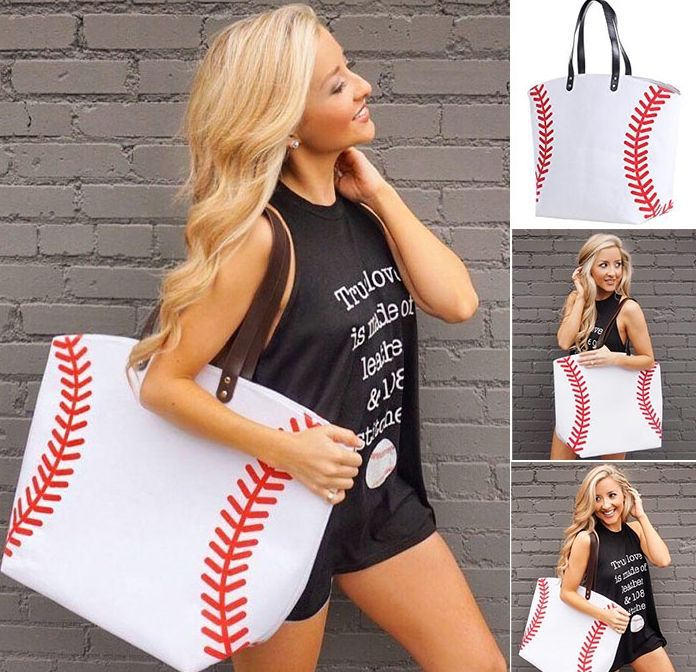 2021 Baseball Softball Tote Bag For Jewelry Softball Baseball White Stitching Bags Baseball