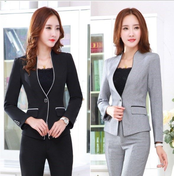 Grosshandel Frauen 2 Stuck Hosen Set Weibliche Arbeit Blazer Hosen Anzug Schwarz Grau Damen Slim Fit Hosen Anzuge Elegante Business Set Von Sideceam 37 5 Auf De Dhgate Com Dhgate