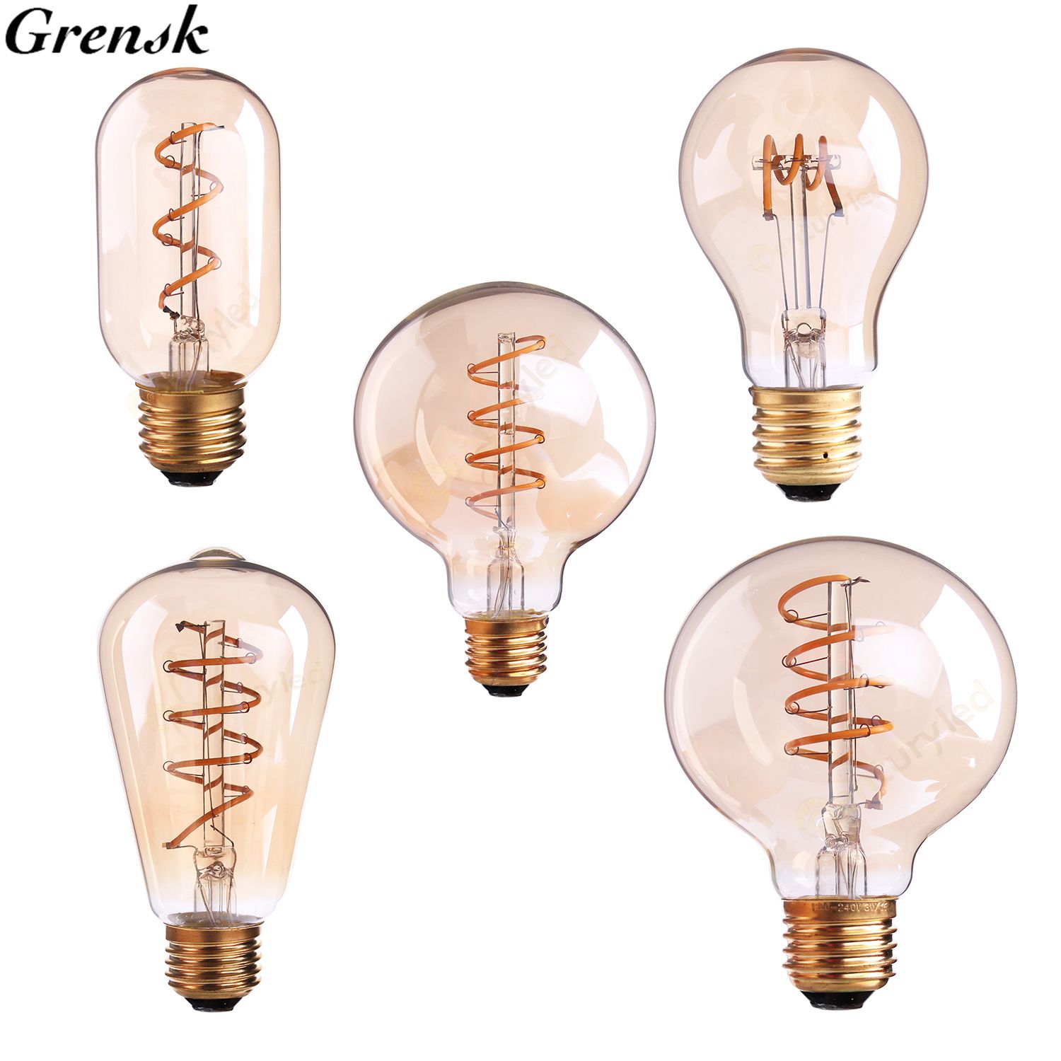 Edison Spiral Filament LED Bulb 3W Dimmable A19 T45 ST64 G80 G95 Super