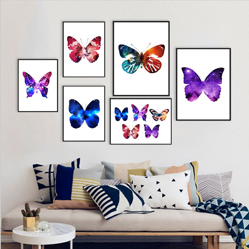 Fulboy Nordic Minimalism Watercolor Butterfly Canvas Painting Wall