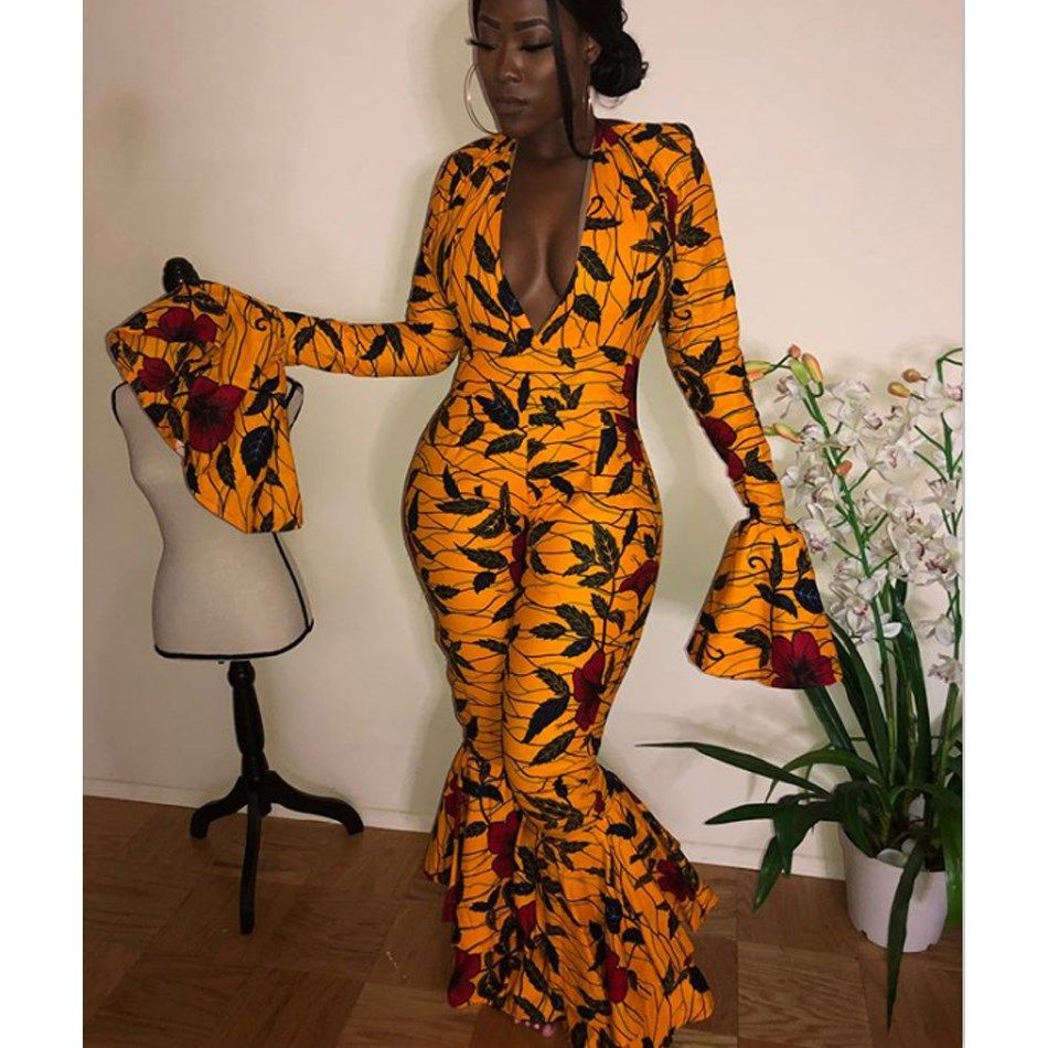 yellow bell bottom jumpsuit