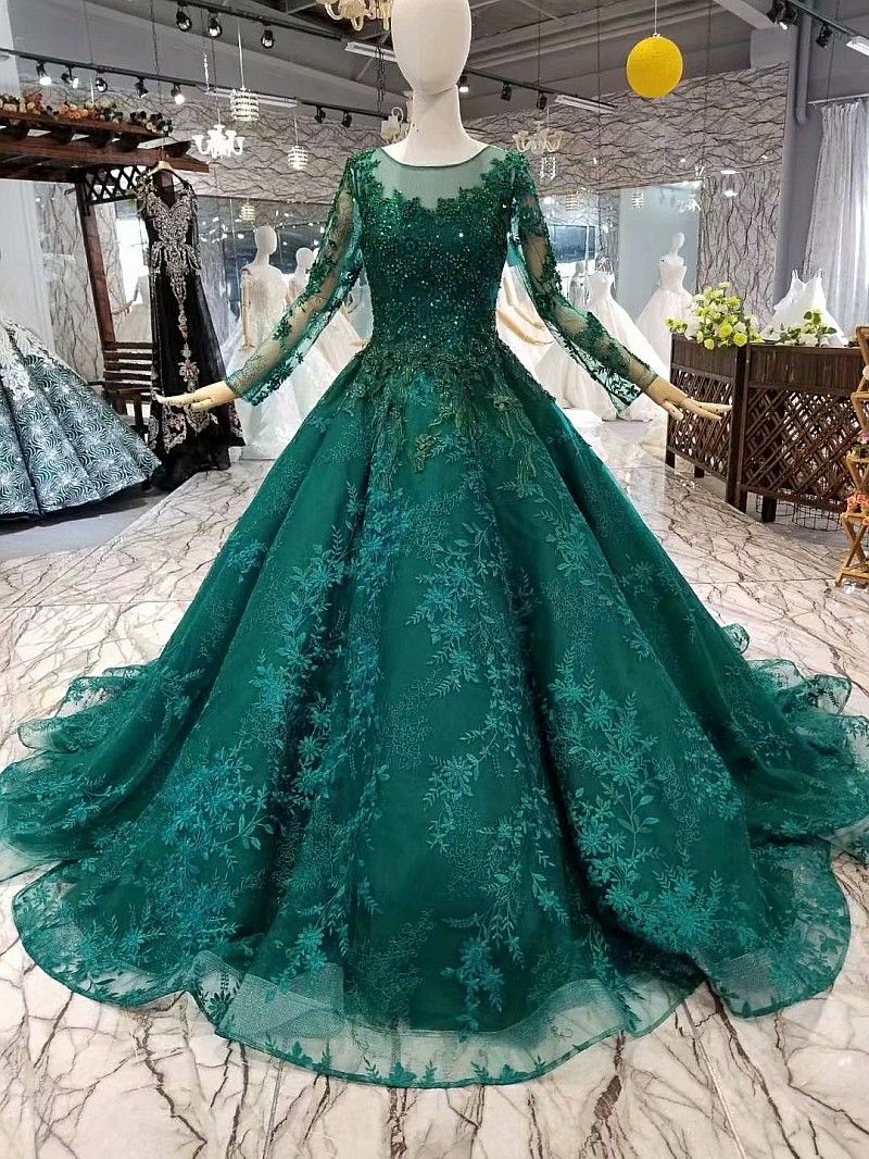 womens long green dress