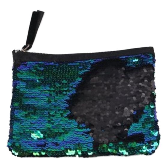 blue and green clutch bag