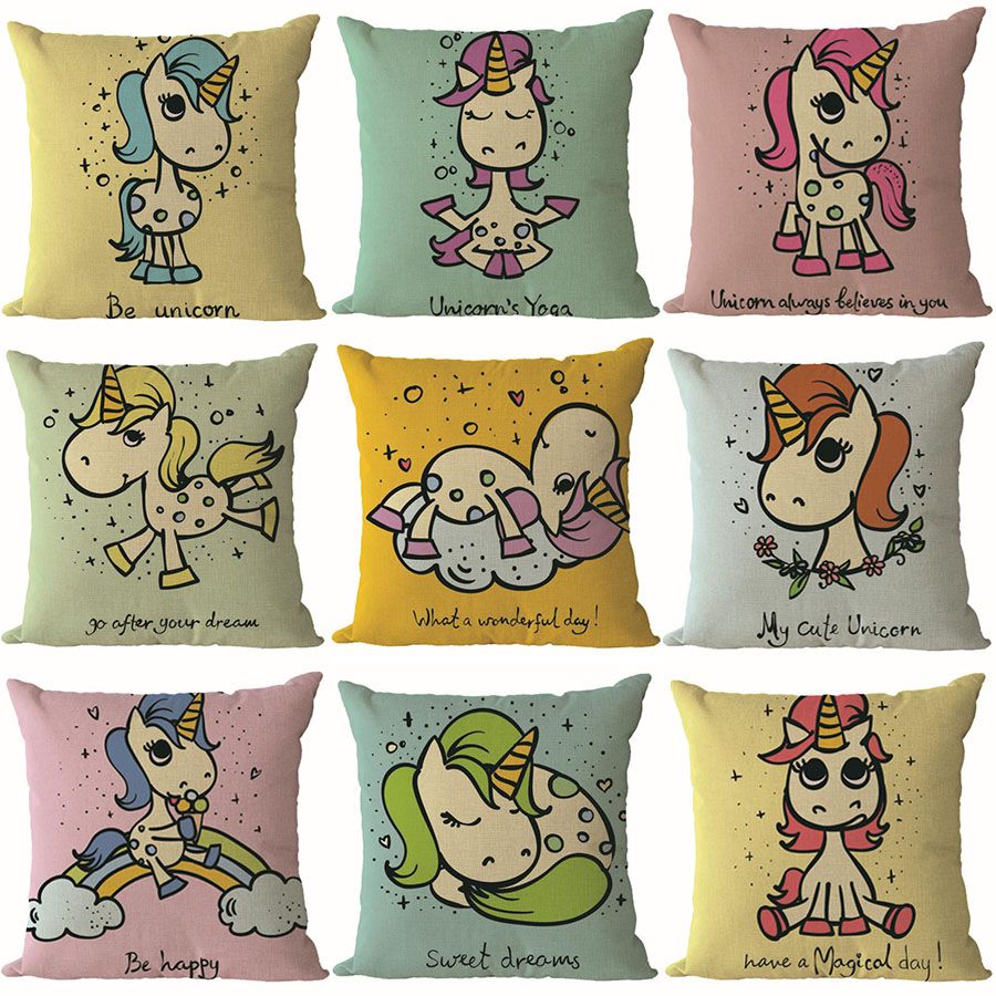 New Popular Mini Unicorn Style Pillow Case Cushion Cover Home