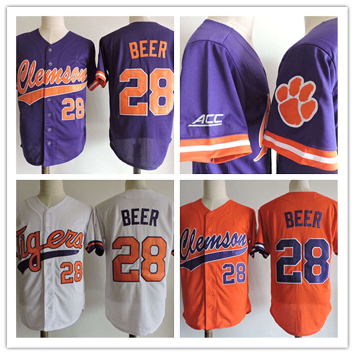 clemson white baseball jersey