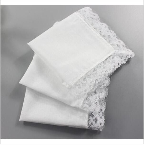 Envío 15pcs 18cm 20cm por mayor al por mayor personalizado lace blanco pañuelo