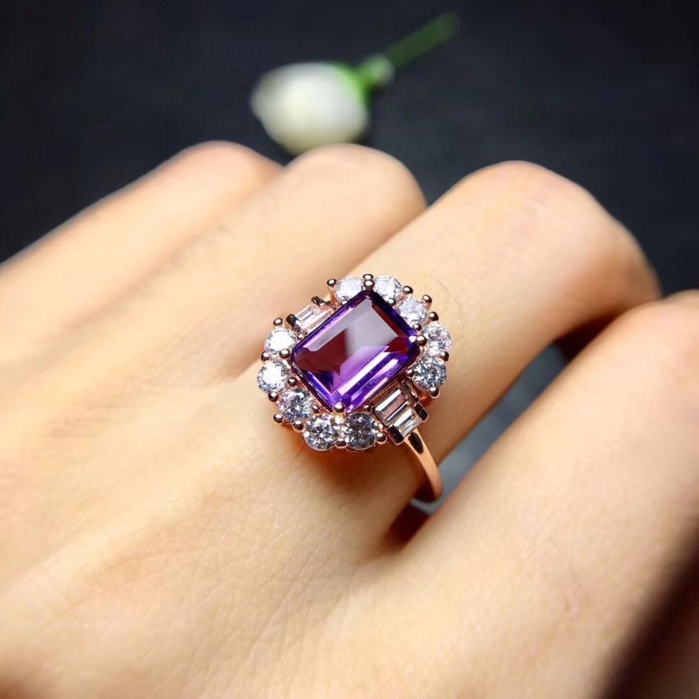 Amethyst Ring 925 Echt Sterlingsilber Damen Edelstein Fingerring