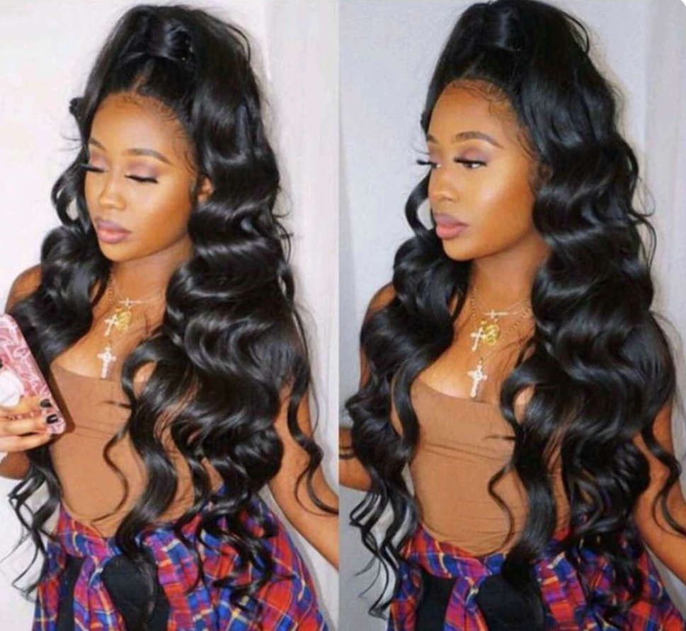 High Body Wavy Ponytail Hair Messy Virigin Brazilian Extension