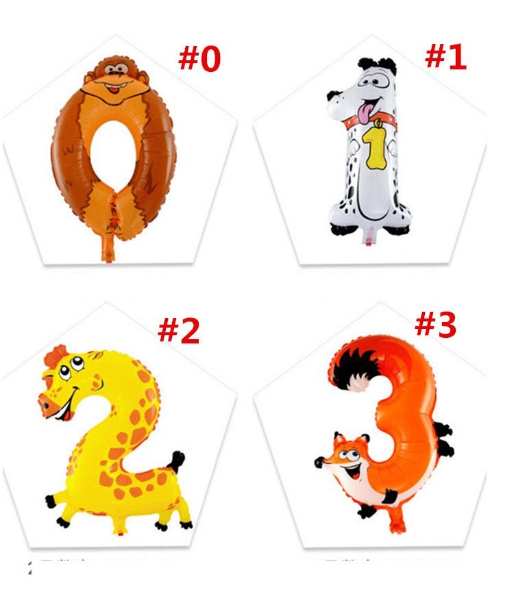 Grosshandel 10 Farbe Die Zahlen 0 Bis 9 Form Tierballon Metallic