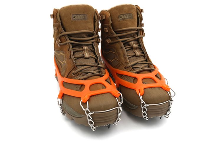 Anti Slip Crampon Ice Grips Snow Shoes Spikes Boots Cover Ice Gripper-Orange