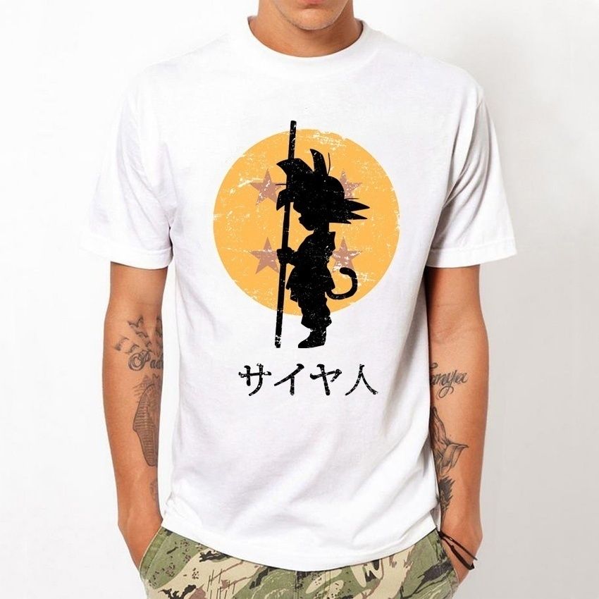 Hombre blanco Harajuku Dragon Ball z de personajes anime Camiseta estampada de