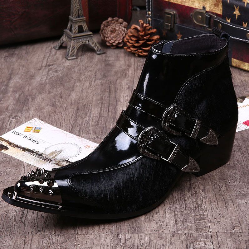 Urban Boots Anfibi Metal Biker Stivali in Pelle Marrone - KikkiLine