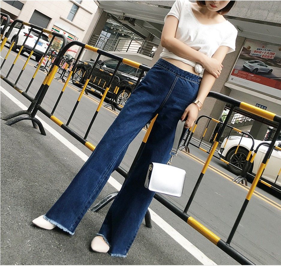 SWYIVY Mujer Pantalones Jeans High Wait 2018 Otoño Nueva Chica Anchos Pierna Mujer Denim Slim XL De 26,74 € |