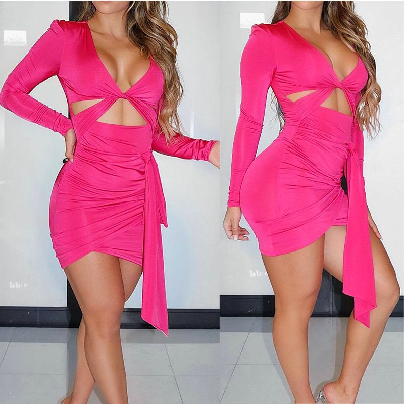 sexy pink club dress