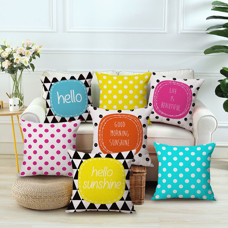 Wholesale Beautiful Life Cushion Covers Hello Sunshine Candy Color