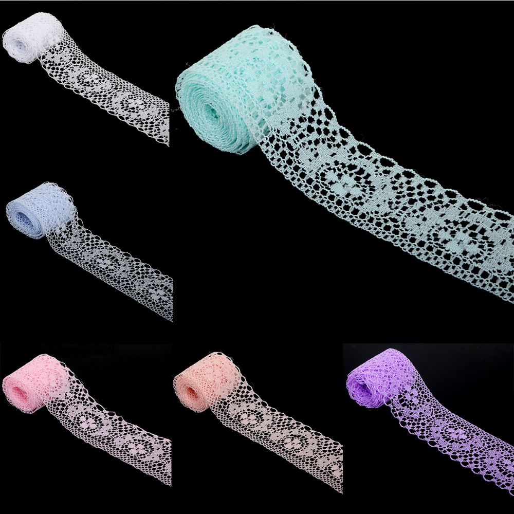 HB98 12 Yards Bilateral Handicrafts Embroidered Net Lace Trim Ribbon Wholesale
