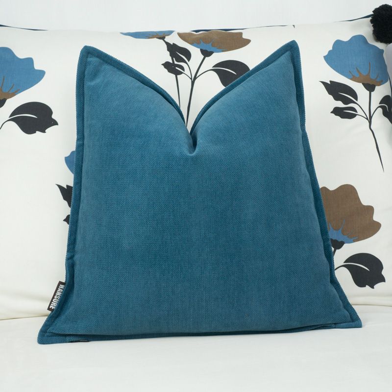Nordic Style Hemming Cushion Light Blue Throw Pillow Cushion Cover