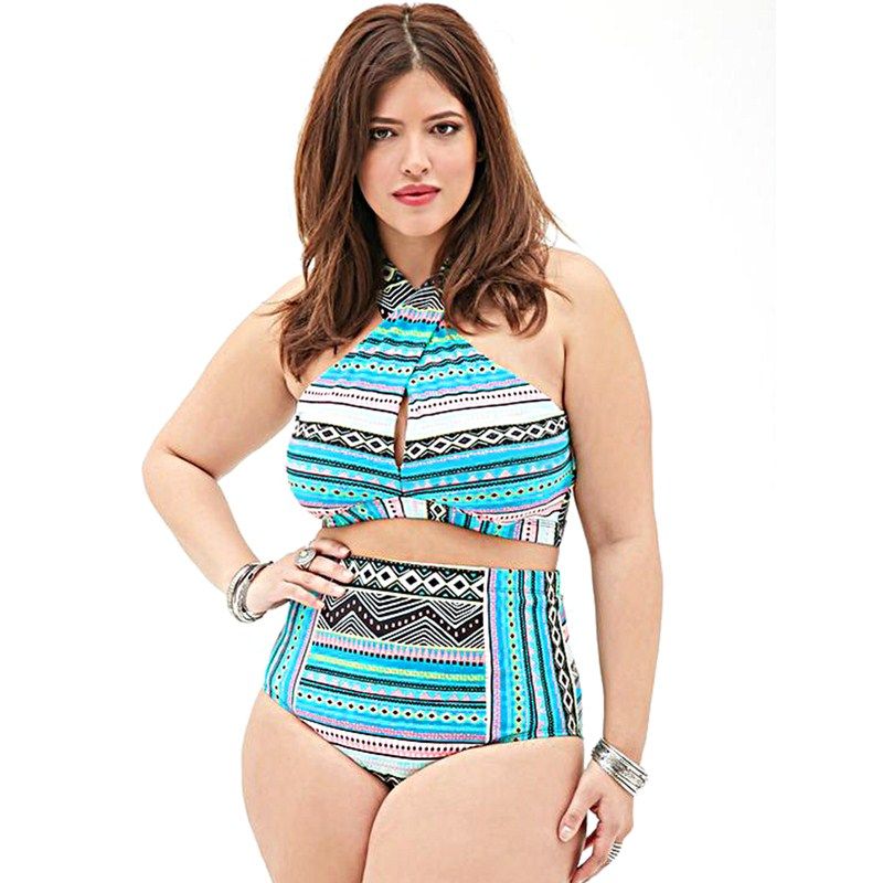 high neck plus size swimwear