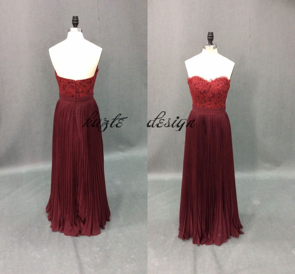 Burgundy Country Long Bridesmaid Dresses 2019 Strapless ...