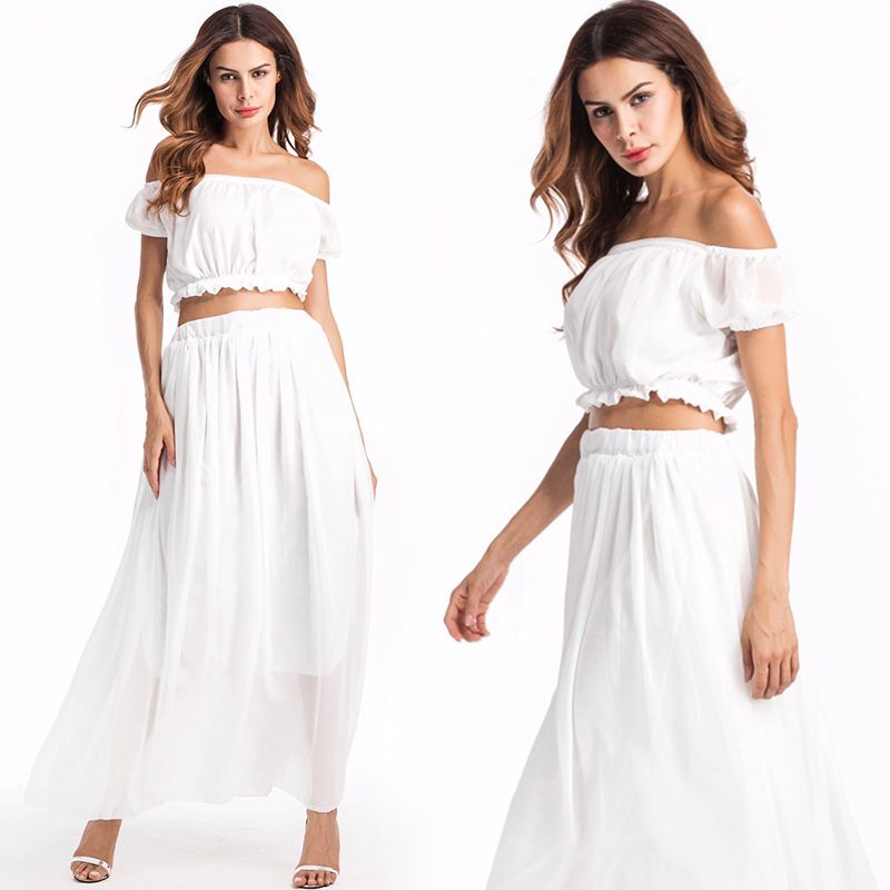 white off the shoulder two piece set