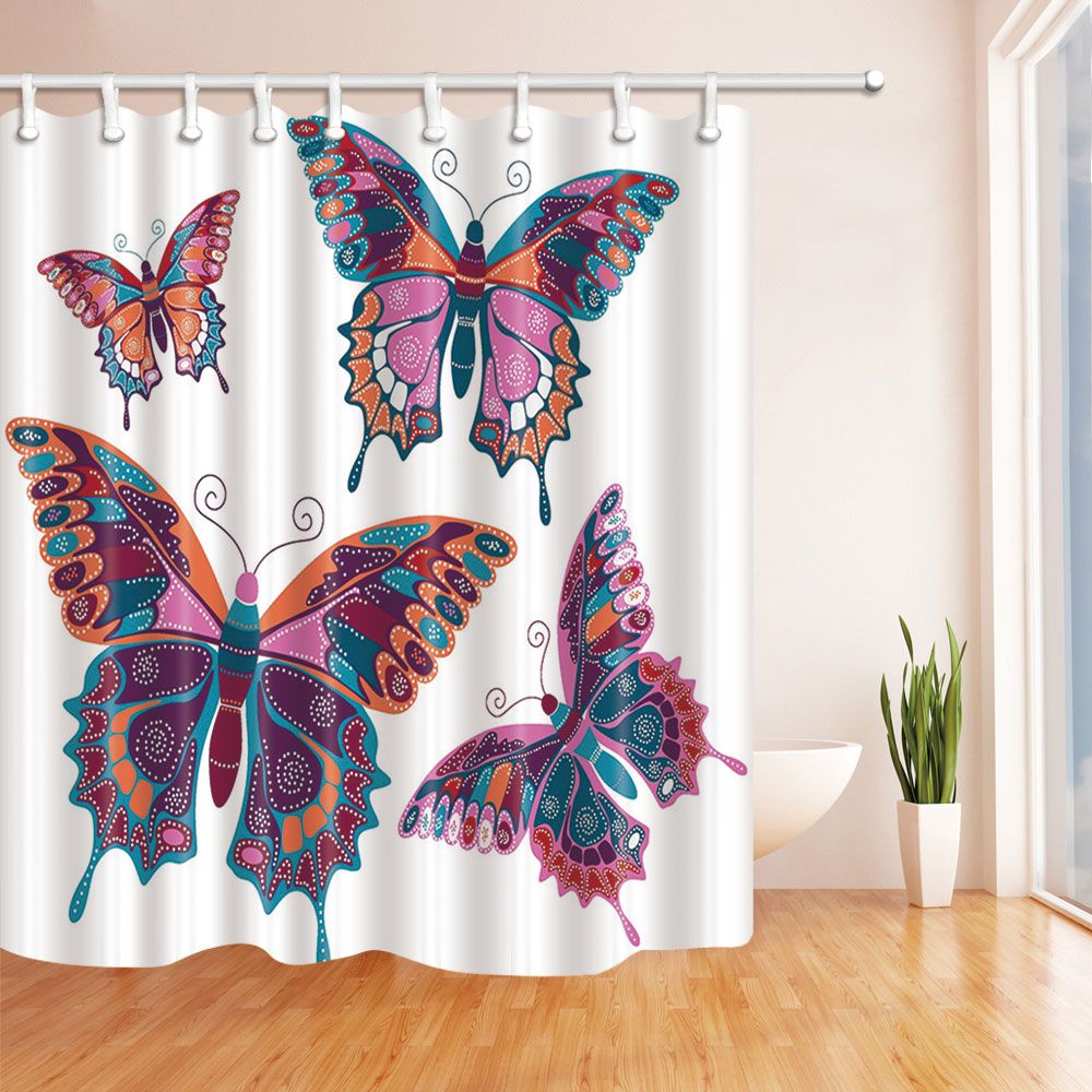 2021 Butterfly Shower Curtain Beautiful Animals Bathroom ...