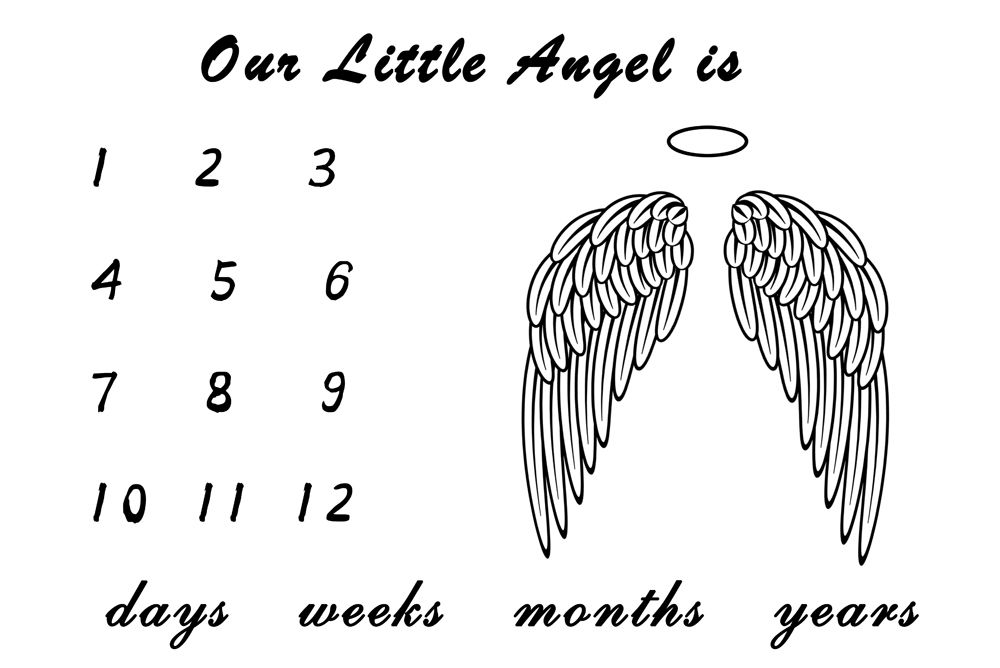 Newborn Baby Number Angel Wing Monthly Milestone Blanket Photography Prop Shoot