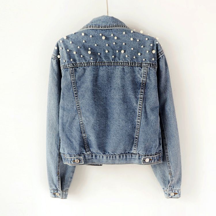Acquistare Giacca Donna Denim Con Perle Nuovo 2018 Primavera Autunno  Coreano Selvatico In Rilievo Breve Manica Lunga Strada Cappotto Jeans  Cappotto JEAN12 Economico | Consegna Veloce E Qualità | DHgate Italy