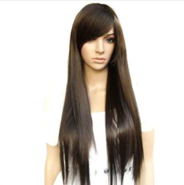 long dark brown cosplay wig
