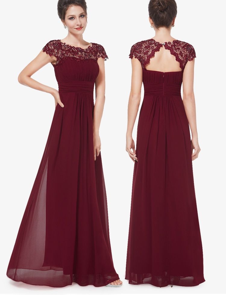 maroon floor length bridesmaid dress