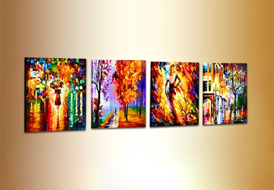 2020 Panel Paintings Modern Knife Painting Landscape 4 Panel Wall Art Bright Oil Paintings Canvas Wall Art Home Decoration Kungfu Art From Kfpainting 53 26 Dhgate Com
