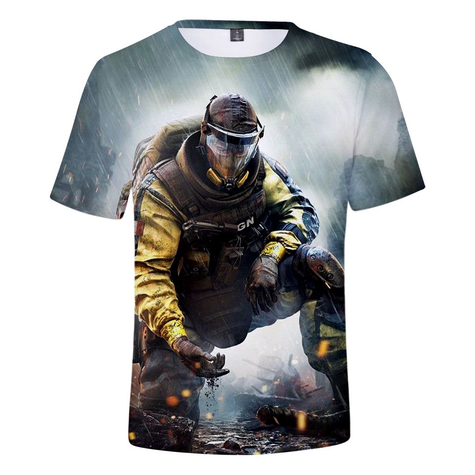 T-Shirt da Uomo Manica Corta Estiva Rainbow Six con Stampa 3D