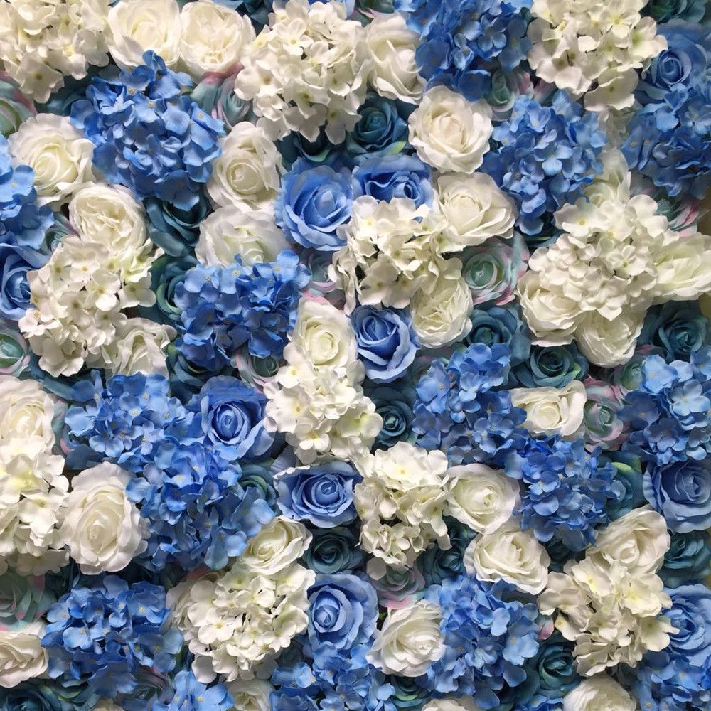 2019 Artificial Silk Flower Wall With Austin Roses Blue Small Hydrangea For Wedding Background Lawnpillar Road Lead Home Decorative From Huage2018